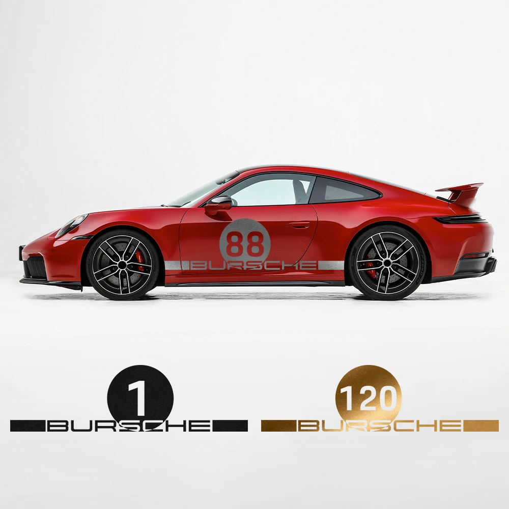 Bursche 1-120 Number Car Side Sticker for 911 Carrera Cup GTS Racing Style Vinyl Decal Vehicle Body Graphics Exterior Accessory