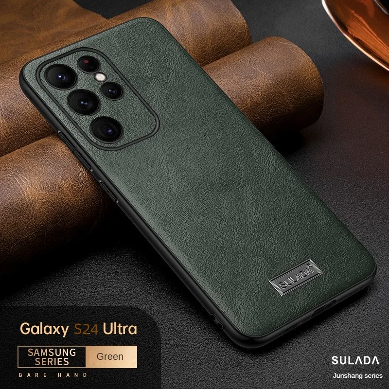 Plain Leather Phone Case for Samsung S26 S25 Ultra Case Imitation Cowhide Anti-fall All-inclusive for Samsung S24 Ultra Case