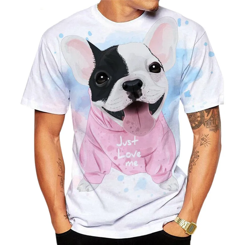 Summer Men's Funny Casual Plus Size Round Neck Tshirt Cute Dog 3D Printed T Shirt Short Sleeved image 6