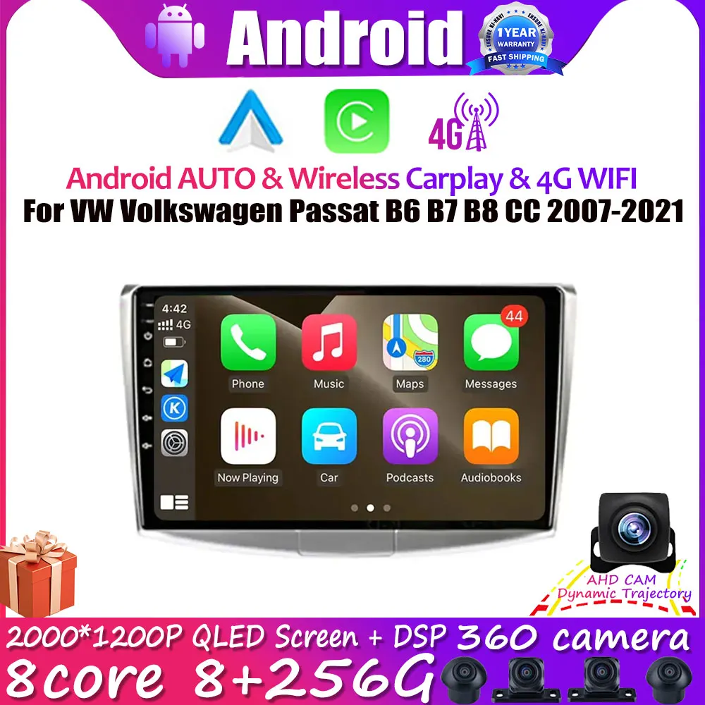 

9" Android 14 Car Radio Multimedia Player For VW Volkswagen Passat B6 B7 B8 CC 2007-2021 Autoradio GPS Navigation Camera Carplay