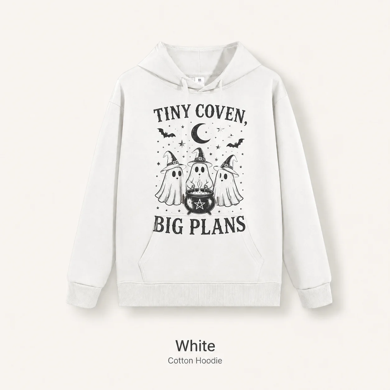 Personalized Gothic Halloween Hooded Sweatshirt Loose Tiny Coven Big Plans Ghost Witch Graphic Casual Fall Women Pullover Hood