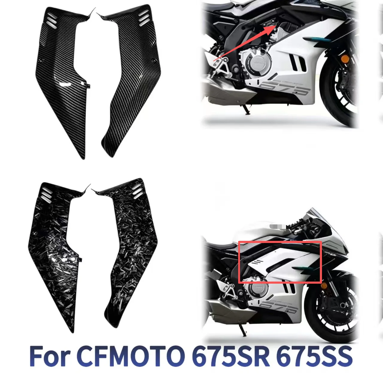 For CFMOTO 675S-S 675-SR 675S-S Seat Side Fairing Body Filling Injection Frame Spoilers Side Cowl Covers Panel Black