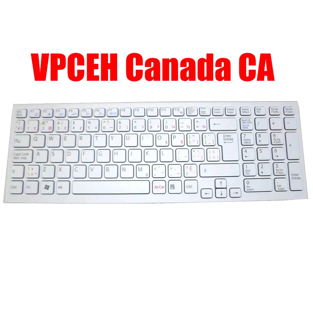 

Canada CA Laptop Keyboard For SONY VPC-EH VPCEH V116646F 148971511 White With Frame New