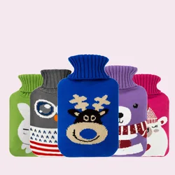 2000ml hot water bottle cloth cover plush cover heat insulation removable cartoon knitted cloth cover styles.