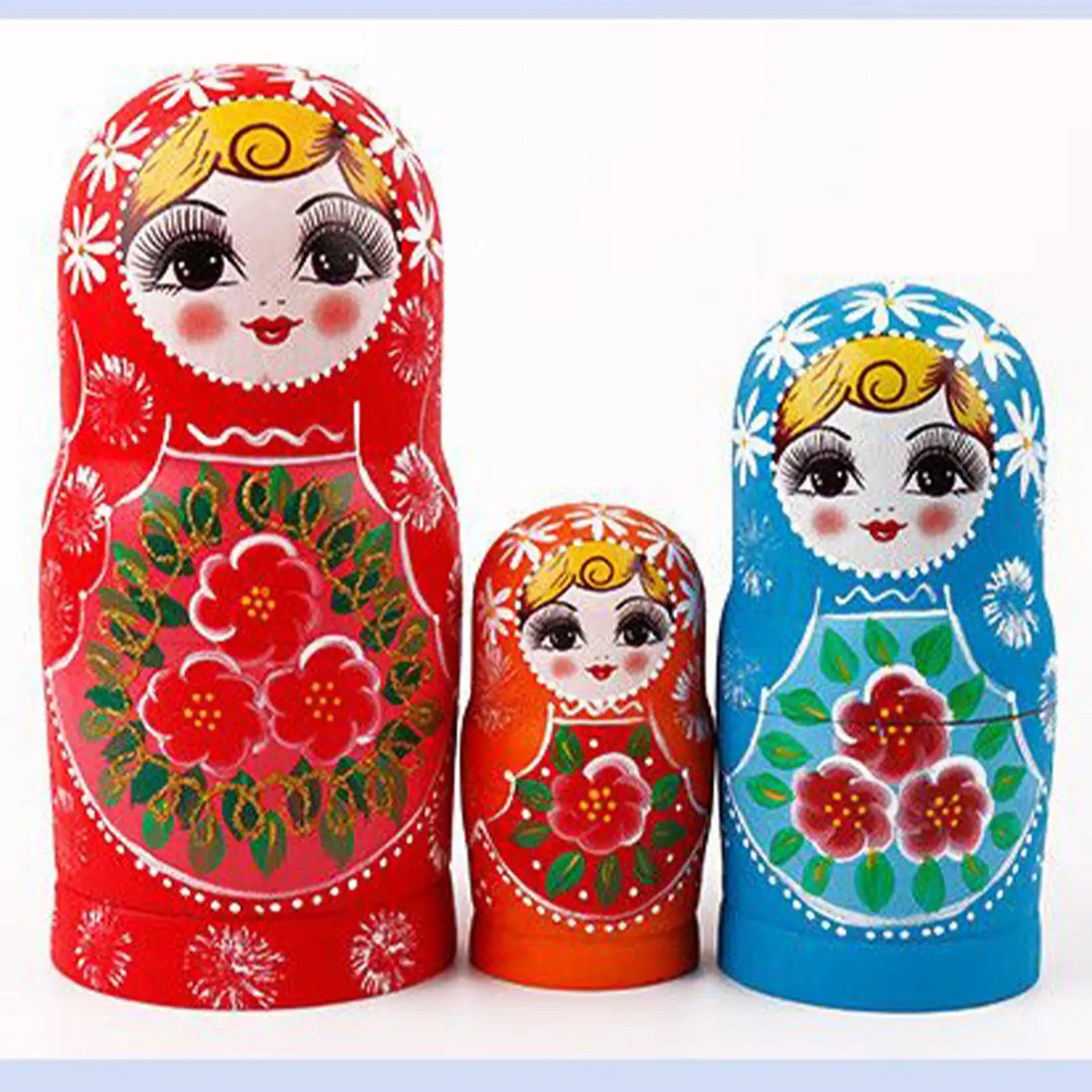 Bonecas de madeira de 10 peças dos desenhos animados feitos à mão de madeira educacional russo bonecas de empilhamento brinquedos para aprendizagem educação