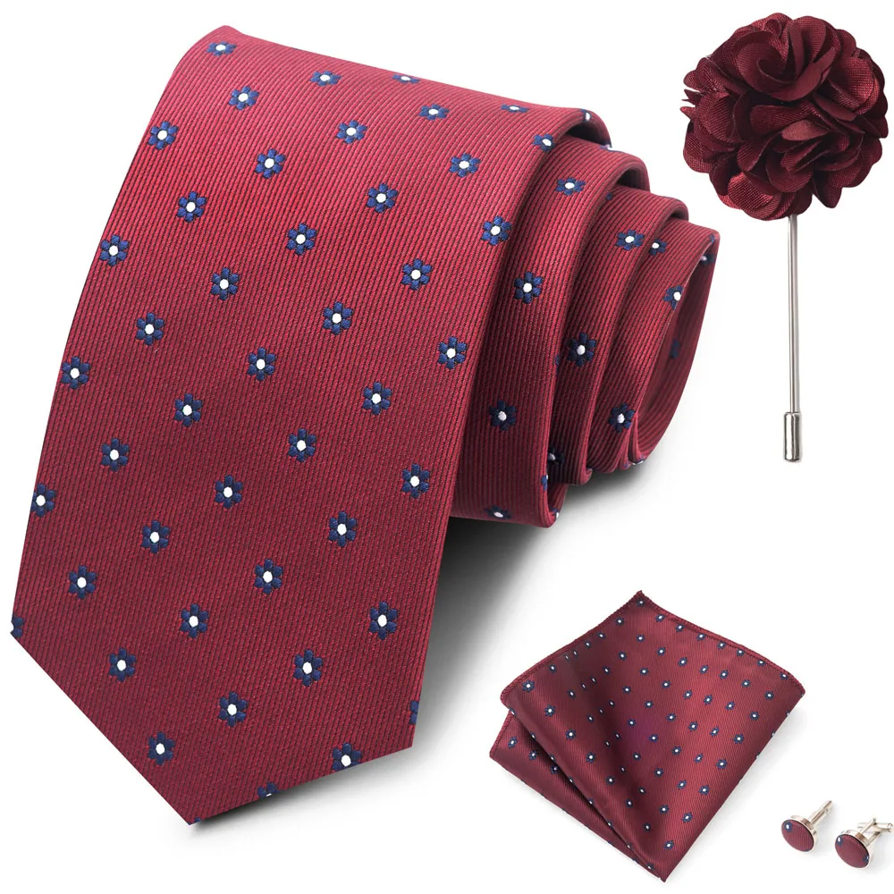 Großhandel Mode 8 cm Krawatte Taschentuch Manschettenknopf Pin Set Männer Krawatte Lila Paisley Anzug Zubehör Fit Hochzeit Geburtstag Geschenk – Detail 13