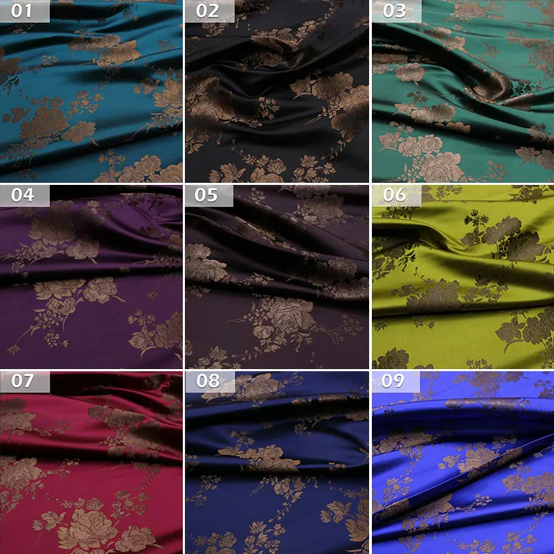 Chinese Style Brocade Silk Fabric Satin Jacquard Fabric For Diy Sewing Cheongsam Dress Mongolian Robe Stage Film Garment Fabric