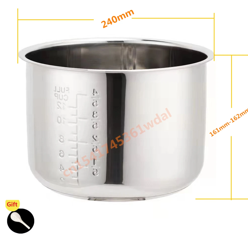 6L Pressure Cooker Inner Pot Rice Liner Stainless Steel Inner Pots Minute Non-stick Cookware For Kitchen Accessories Utensils