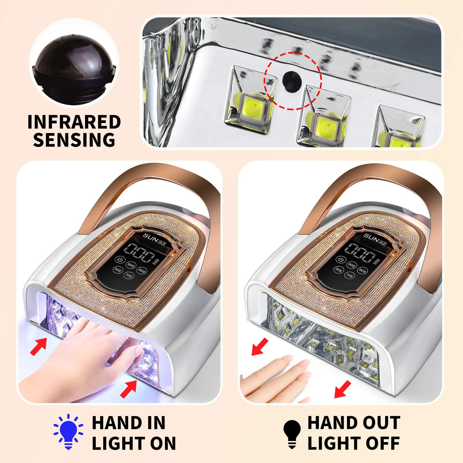 Lampe à ongles UV LED sans fil professionnelle pour ongles 42LEDS Rechargeable haute puissance vernis Gel durcissement lampe UV manucure équipement sec