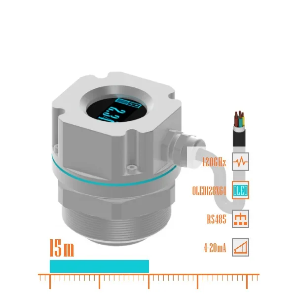 120G Continuous Frequency Modulation Wave Cw Radar Level Meter with Display