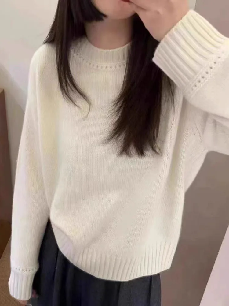 

Autumn and winter round-neck cashmere sweater for women, thickened and loose new style, high-end knitted cashmere sweater