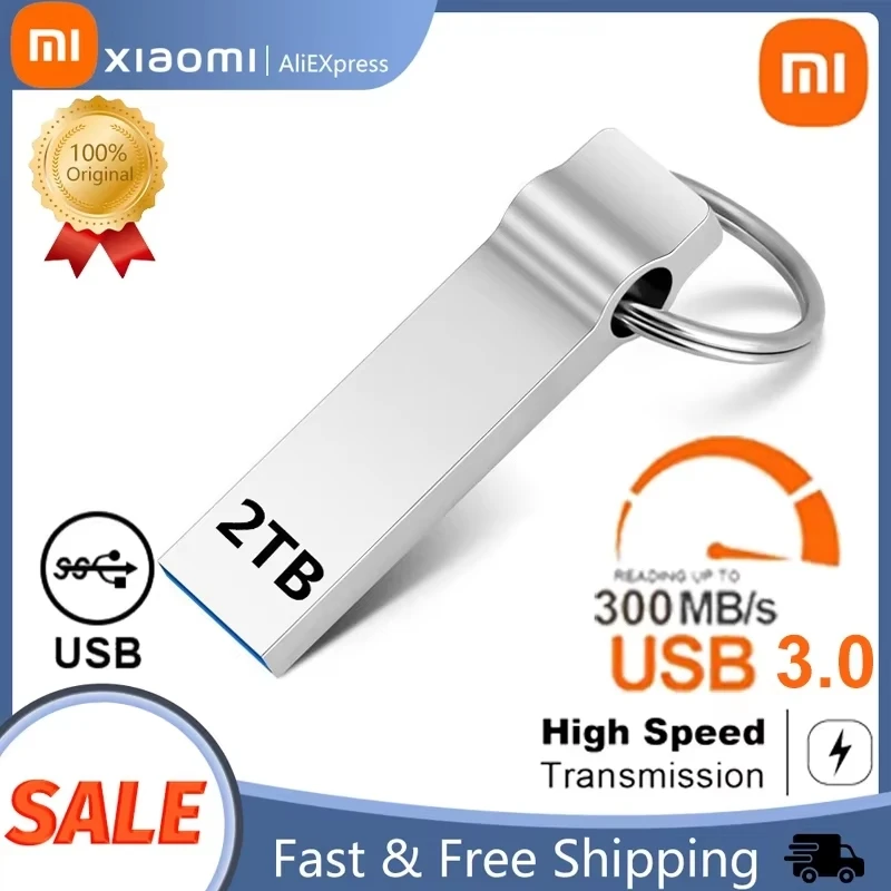 Xiaomi asli USB Disk 2TB, Metal Drive 1TB/512G tahan air kecepatan tinggi Flash Disk Mini memori Stik USB