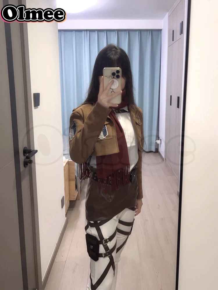 [Olmee] متوفر في المخزون SSR Aot فيلق الاستطلاع بدلة قتالية إرين ميكاسا أرمين ليفي تاريخ Hange أزياء تنكرية مجموعة كاملة شعر مستعار للهالوين