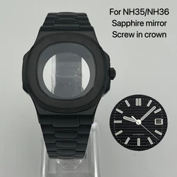NH35 black case ,40mm case and strap assembly, Nautilus assembly, high-quality NH35 case, NH36 case