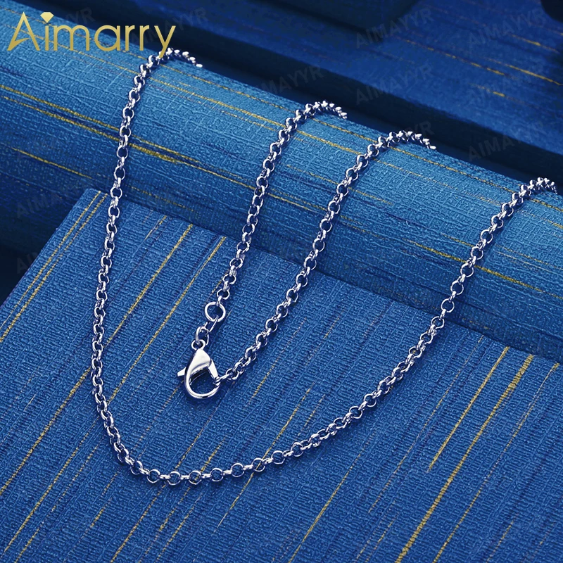 925 Sterling Silver 2.5mm O-shaped Thin Chain Necklace 22 Inches Women's Party Banquet Engagement Wedding Fashion Jewelry