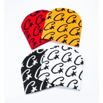 Novo streetwear harajuku hip hop boné acrílico malha chapéu feminino outono inverno crânios gorros