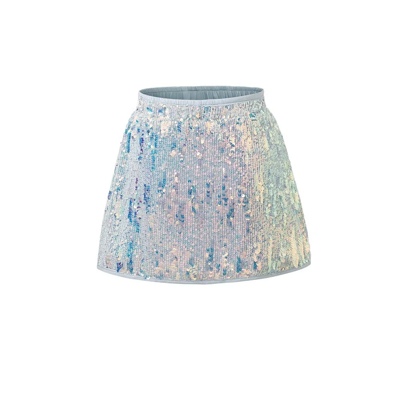 Girls Sequin Skirt Rainbow Sparkly Toldder kids Mini Glitter Skirt Elastic Waist Party Beach Pencil Skirt 4-13 Year
