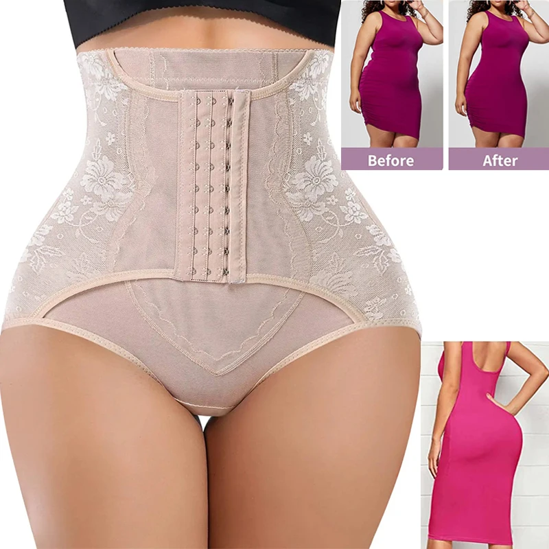 Women Tummy Control Panties Shapewear Butt Lifter Shorts High Waist Trainer Corset Slimming Body Shaper Underwear with Hooks