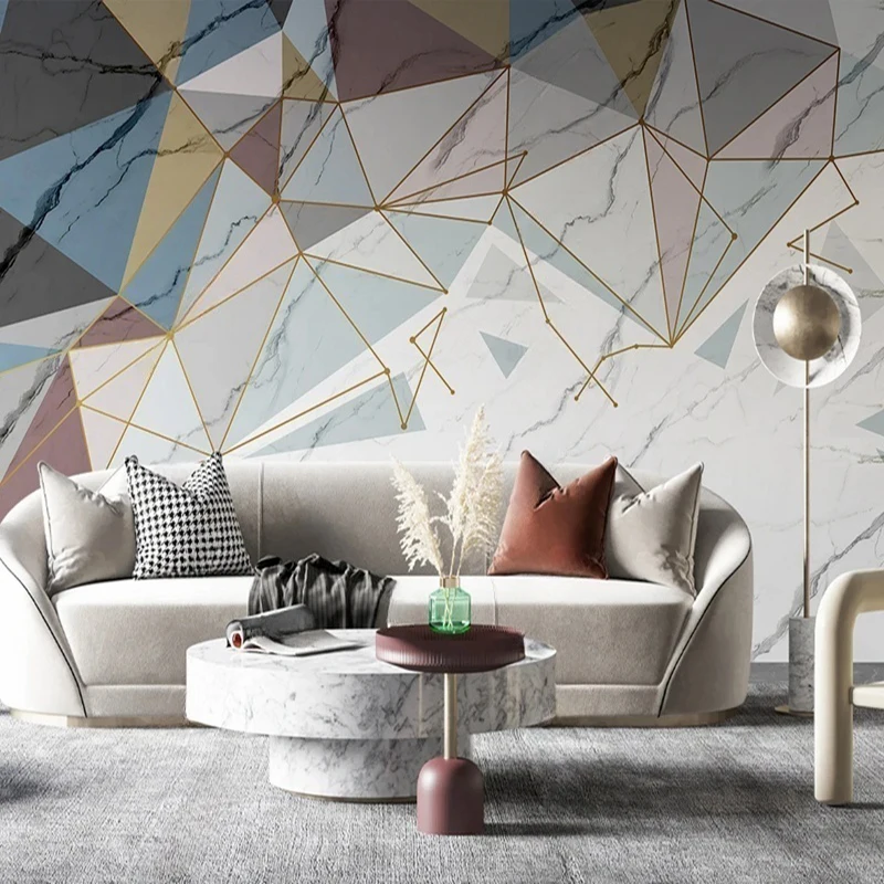 

Custom Wallpaper 3D Abstract Geometric Pattern Marble Lines Photo Mural TV Background Wall Painting Living Room Bedroom Decor