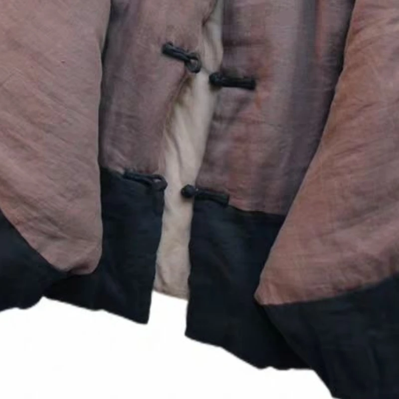 Women's Autumn Spring Top Coat Cotton Coat Shawl Flowing Hemp Color Blocking Button Warm Retro Comfortable Casual Soft Versatile