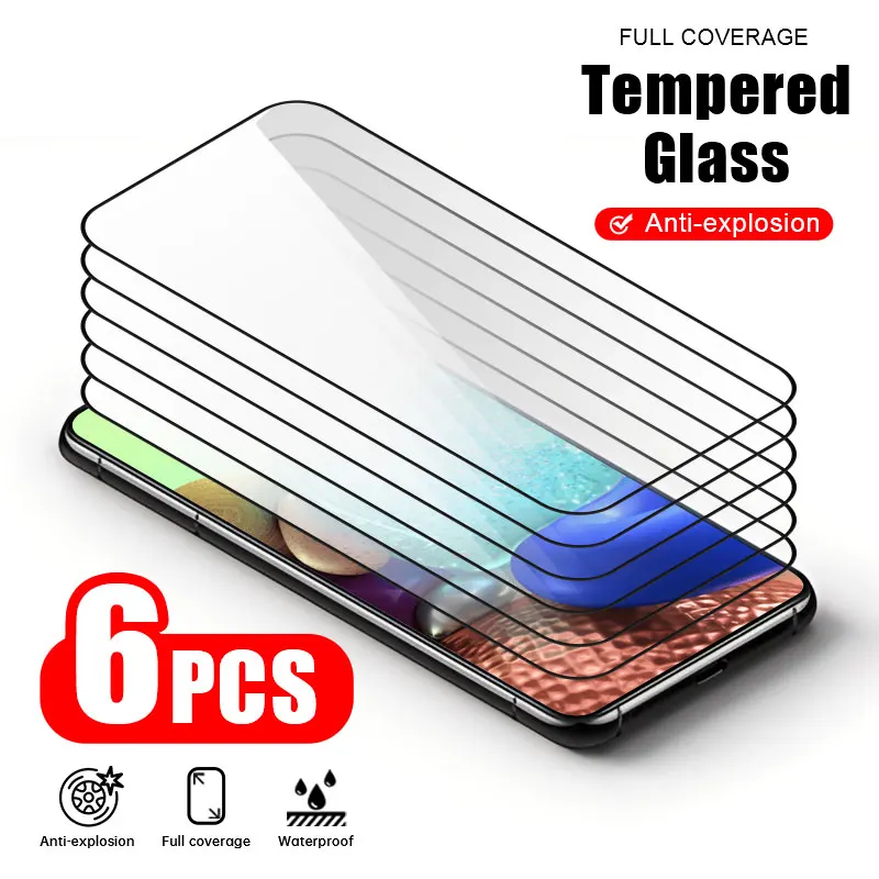 6pcs For Samsung full cover tempered glass A10 A20E A20S A30S A40 A50 A60 A70 A80 A01 A11 A21S A71 A91 Glass smartphone film