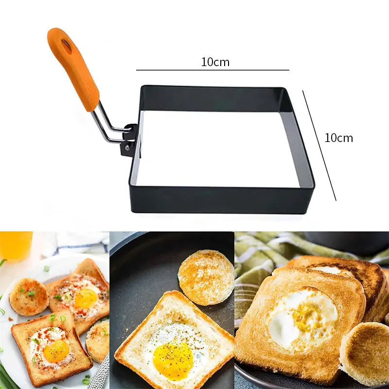 3/4pcs Square Ring for Frying Egg 4Inch Pancake Cooking Rings Omelet Maker Non Stick Stainless Steel Fried Egg Ring Pancake Mold