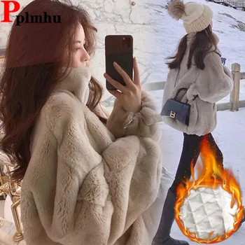 女性用フェイクファージャケット,両面コート,ゆったりとしたトップス,エレガントで暖かい,カジュアルでファッショナブル,韓国,冬