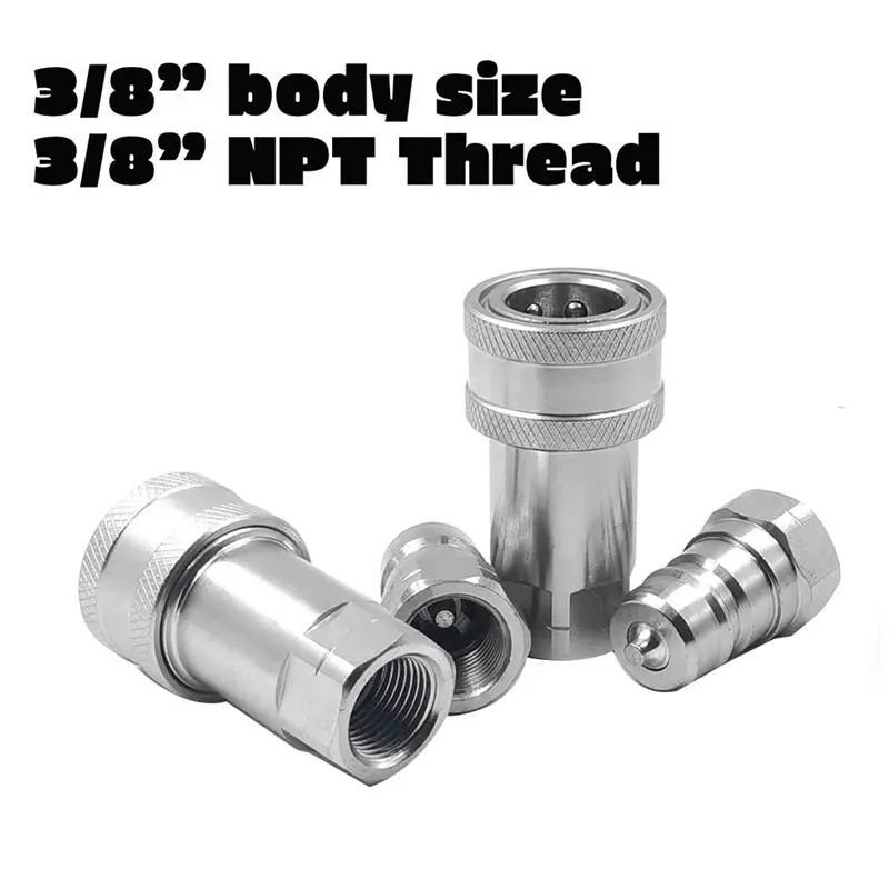 FTGT-3/8Inch NPT Thread ISO7241-1A Hydraulic Quick Disconnect Coupler Set with Dust Cap