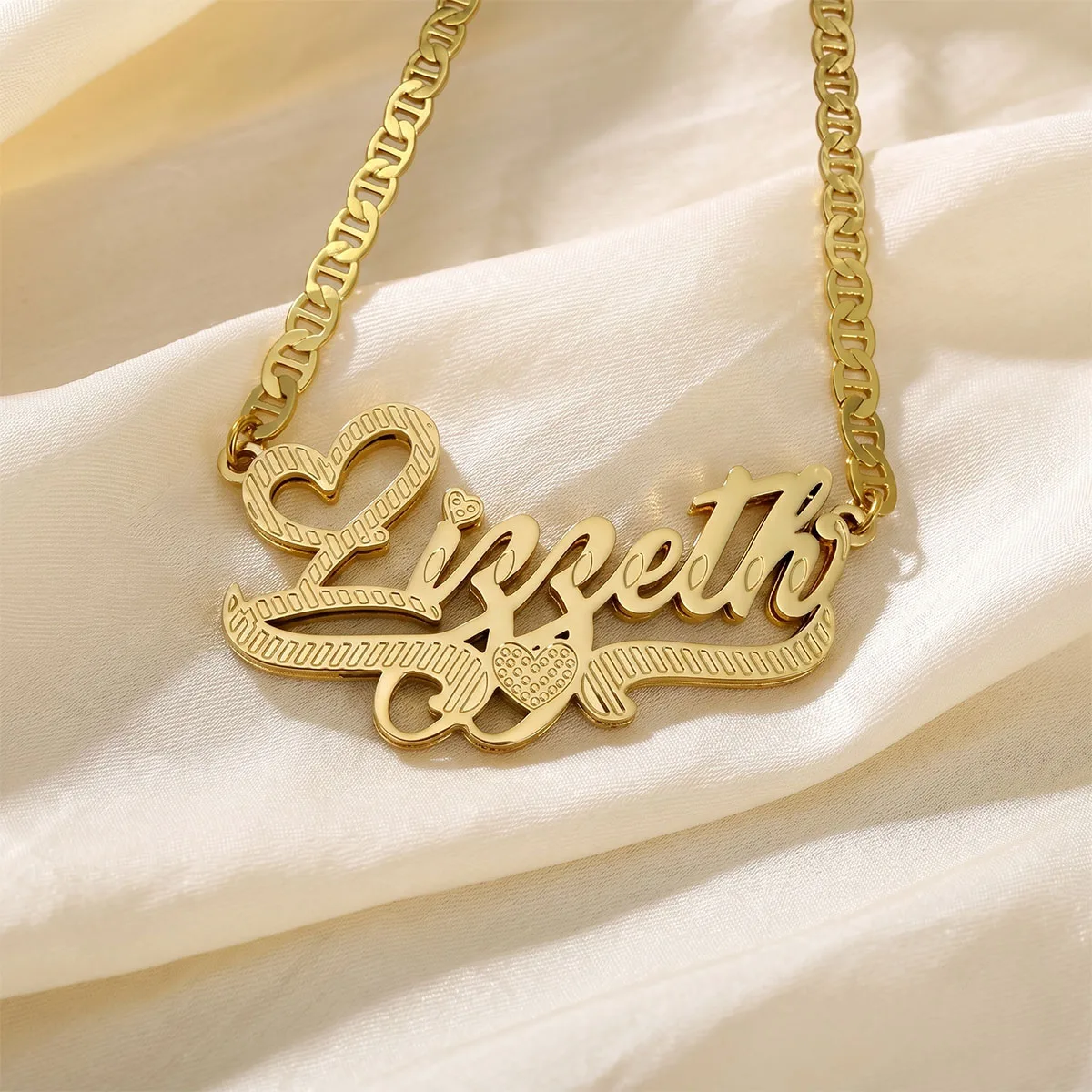 Colliers personnalisés à double couche pour femmes et hommes, collier avec pendentif en acier inoxydable personnalisé, or 18 carats, bijoux cadeau