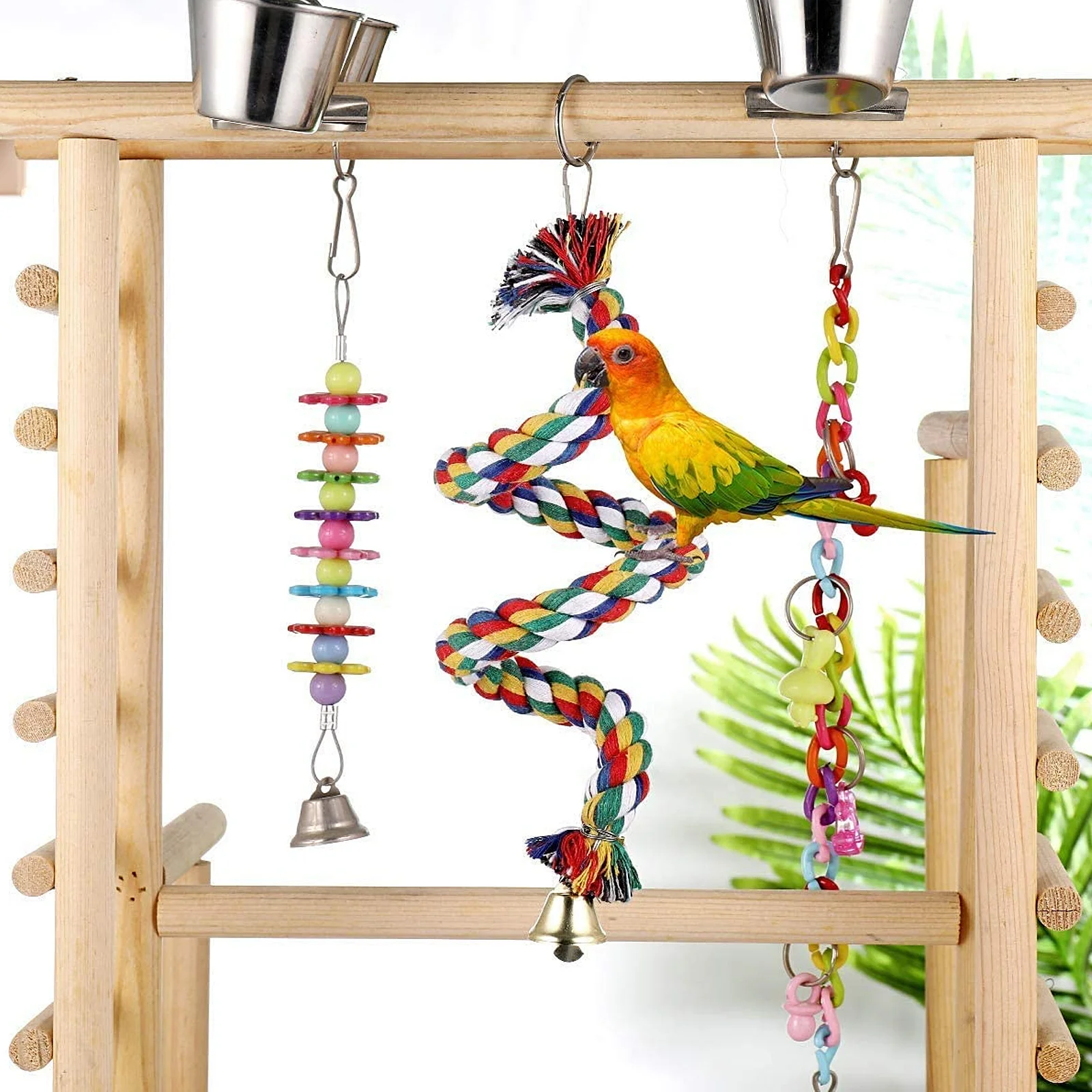

2pcs Cotton Perch For Parrots Bird Cage Chew Climbing Exercise Station Parrot Rope Parrot Rope Bird Supplies
