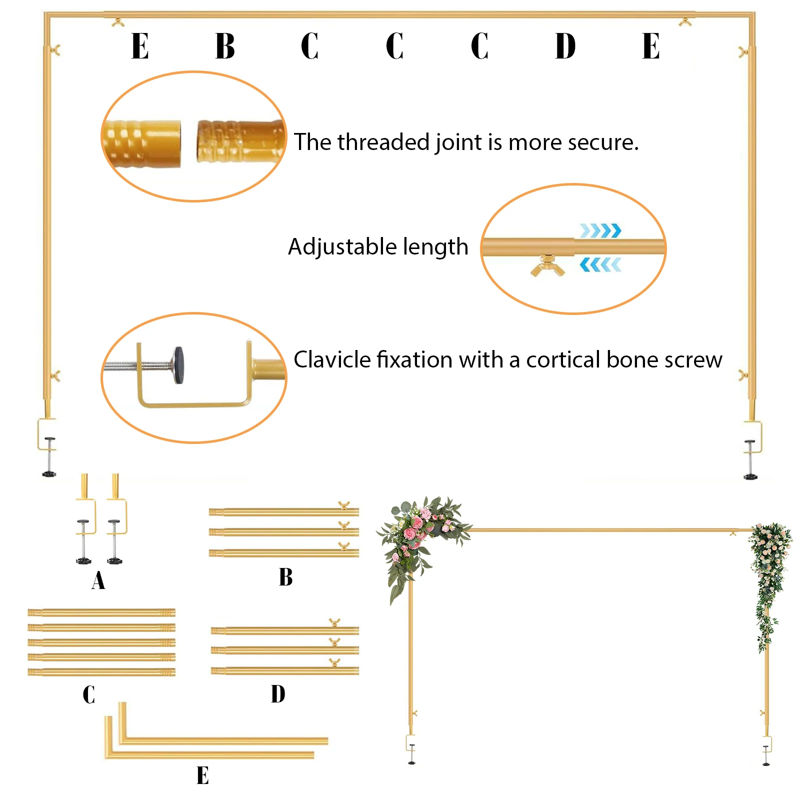 

Настольная подставка для палочек для еды с зажимами для юбилеев, Рождества, свадеб (золотая)