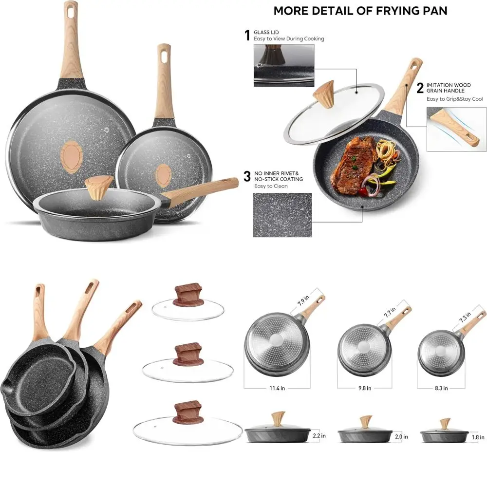 

Nonstick Cookware Set - Stone Skillet Pan for Kitchen Use, Perfect for Omelettes and Induction Cooking, Premium Nonstick Frying