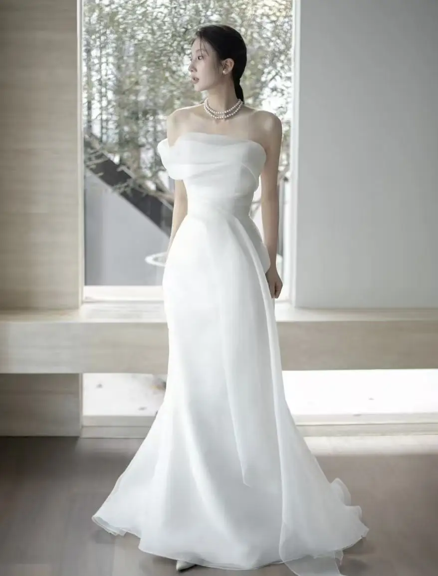 맞춤형 우아한 머메이드 웨딩드레스 2025 클래식 웨딩드레스 아이보리 신상 심플 볼 가운 여성용 럭셔리 웨딩드레스