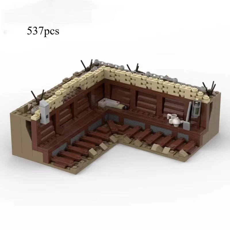 

MOC Military Series World War II Trench Building Block Front Command Center Model Assembly C Brick Educational Children's Toys