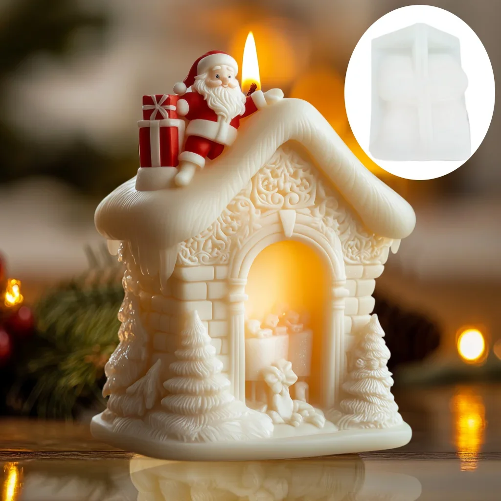 

Chimney Climb Santa Claus Candle Silicone Mold Christmas Tree House Santa Claus Gift Box Resin Mould Snow House Gypsum Molds