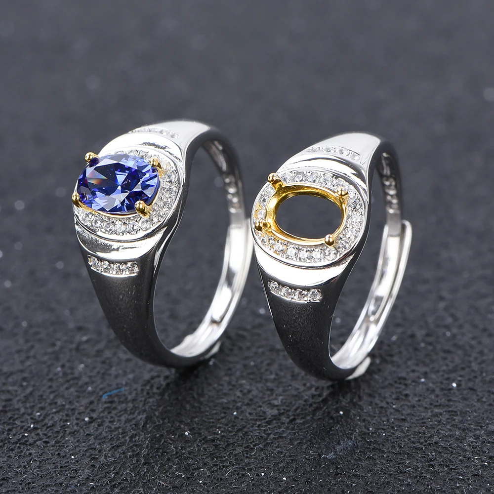 

Серебряное двухцветное кольцо S925 для камней 5x7 мм, дизайн витой ленты, элегантное крепление для изготовления женских ювелирных изделий своими руками