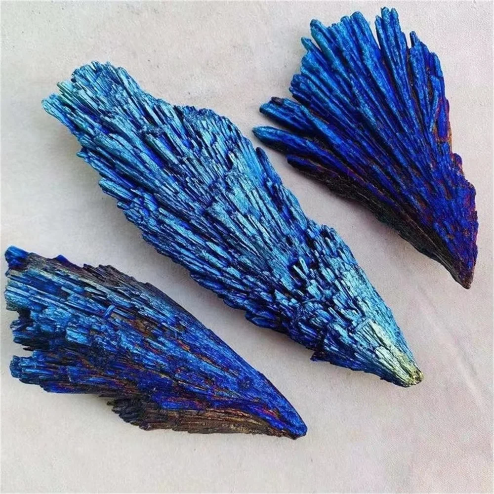 Hot Sale Natural Electroplate Black Tourmaline Quartz Mineral Stone Healing Blue Aura Tourmaline Stone For Ornament