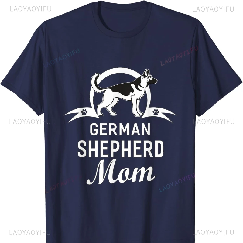 German Shepherd Dog Mom Dogs Owner Cotton T-Shirt for  Gifts Oversized T Shirt  Clothing Gothic Comfortable Tops unisex