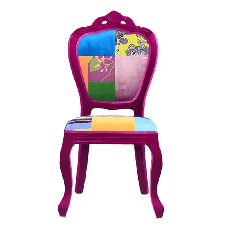 Internet celebrity hot-selling American fabric patchwork dining chair, restaurant modern simple home living room solid wood