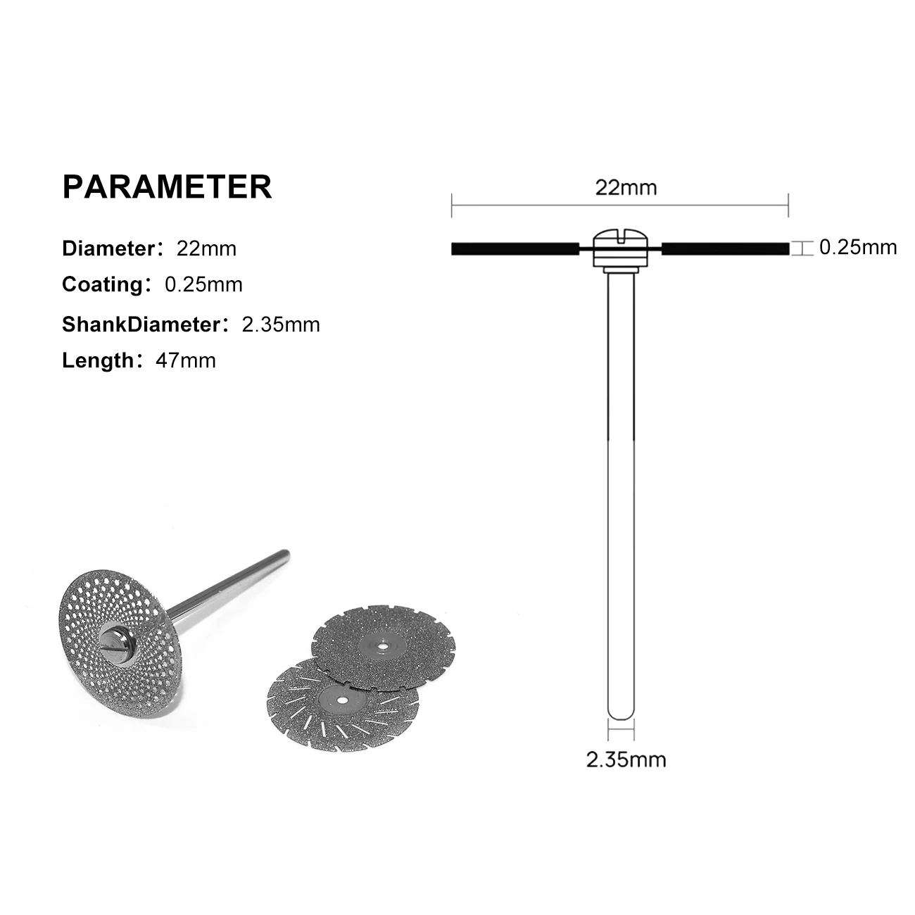 TJDent 5pcs Dental Polishing Shank Rotary Tool Dental Lab Diamond Disc Mandrel Shank Cut-off Wheel Holder For Dremel Shaft Tools