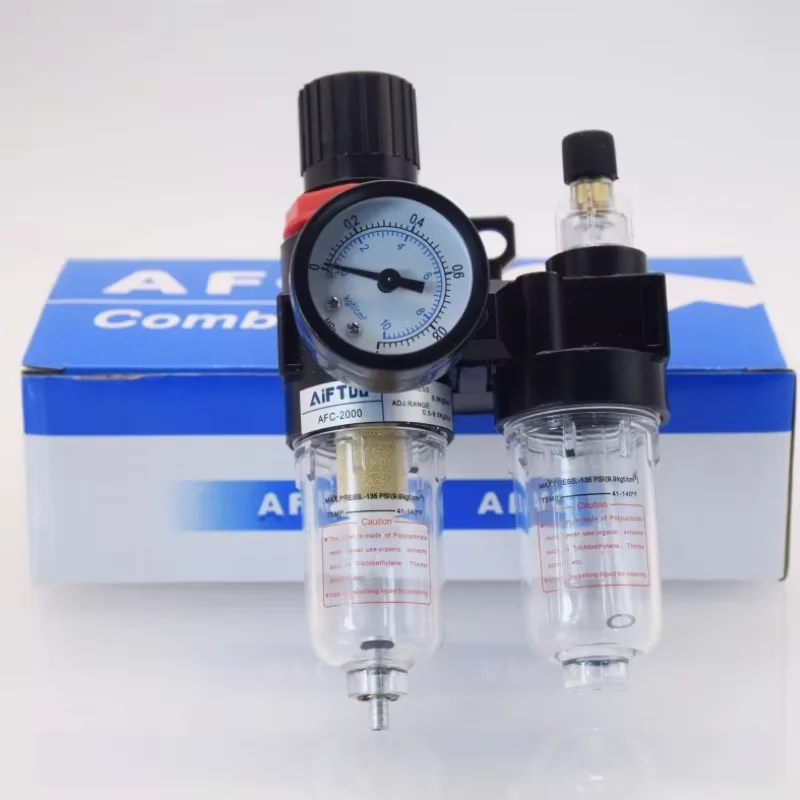 AFR2000 G1/4 Pneumatic Air Filter Regulator With Pressure Gauge/Flow Control Valve/Air Compressor Drain/ Speed Controller