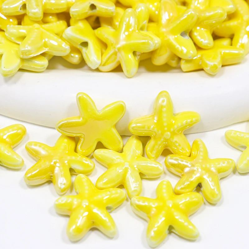 Colorful Starfish Ceramic Beads For Jewelry Making DIY Earring Necklace 5X18mm Color Ceramic Starfish Jewelry Accessories