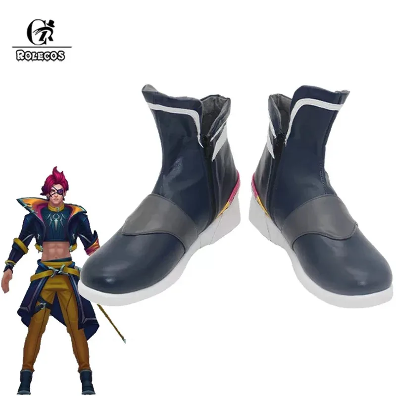 

ROLECOS LOL Heartsteel Kayn Cosplay Shoes Kayn Flat Heel PU Leather Christmas Men Shoes Halloween Male Shoes