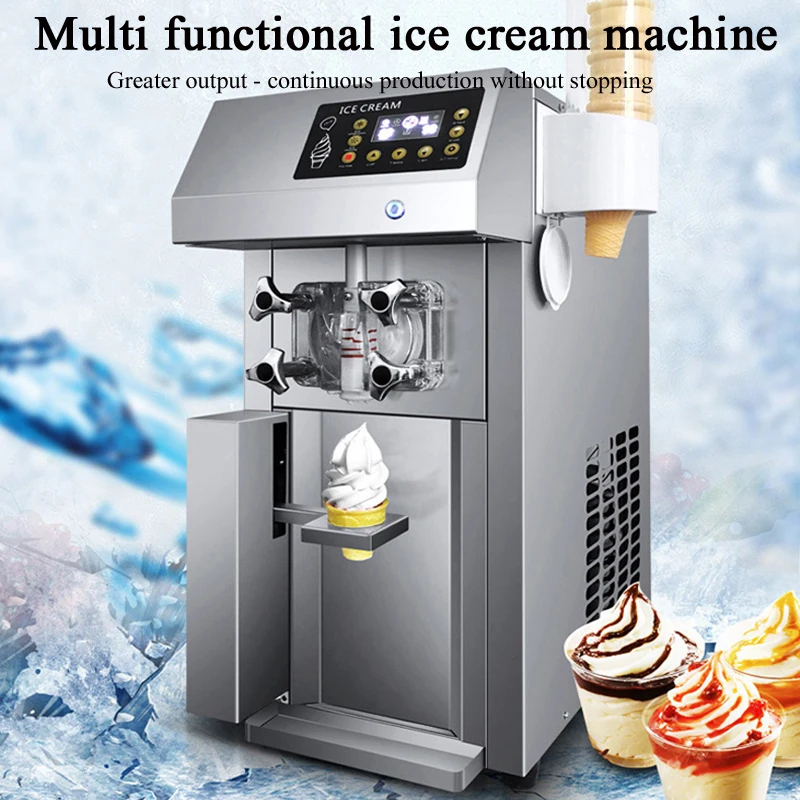 

Commercial Ice Cream Maker 22-30L/H Yield 2200W Countertop Soft Serve Machine Frozen Yogurt Maker for Restaurant Snack Bar