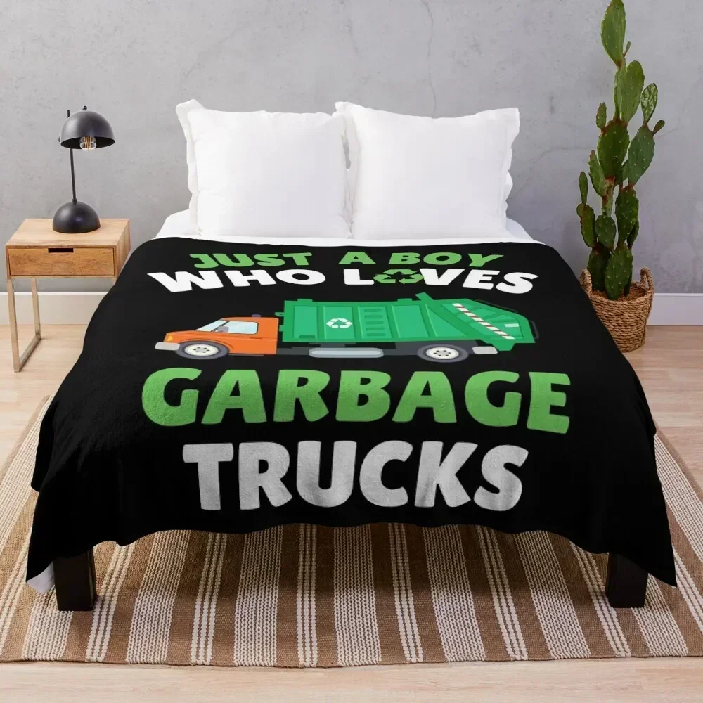 

Just a boy who loves garbage trucks Throw Blanket Decorative Soft Throw Blanket for Couch Sofa