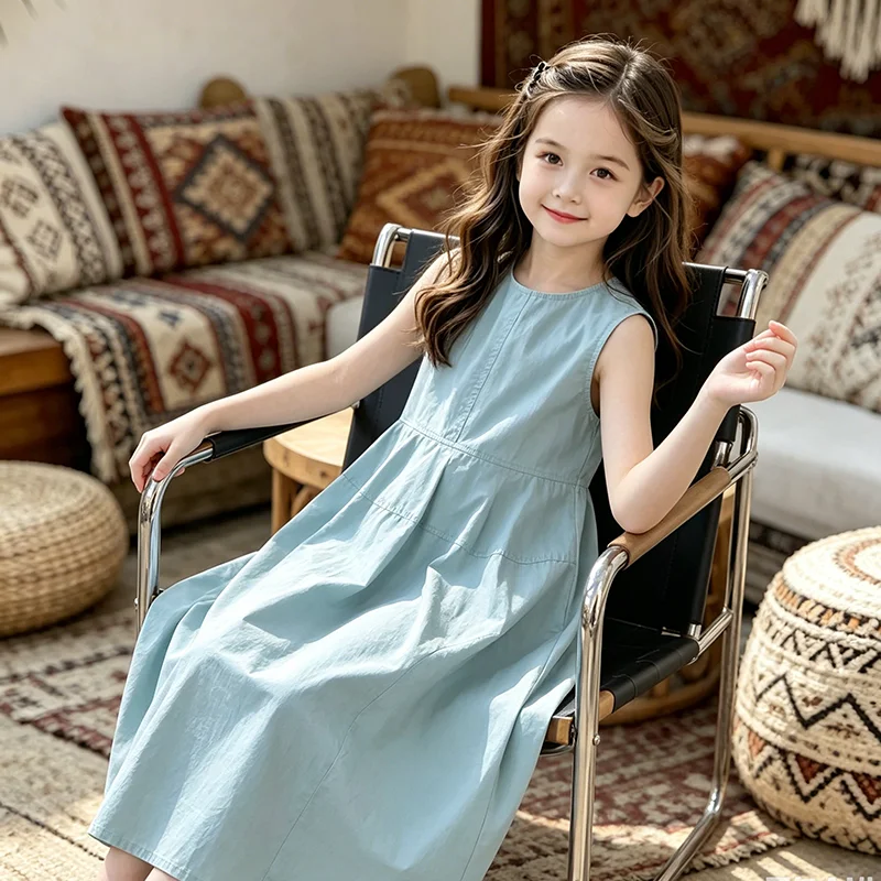 Girls Summer Dresses Size 10-12 3 4 5 6 7 8 9 11 13 14 Years Girl's Dresses Cotton A-Line Cute Long Casual Sundress Dress Child