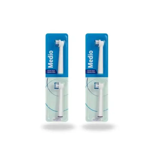 Deliplus Recambios para Cepillo de Dientes Eléctrico Tamaño Mediano Paquete 2 Total 4 Cabezales