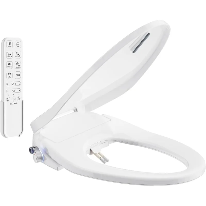 

Bidet Toilet Seat Elongated - Dual Nozzles for Female & Hip, Comfort Heated Seat & Air Dryer, 6 Wash Modes, Easy-to-Con
