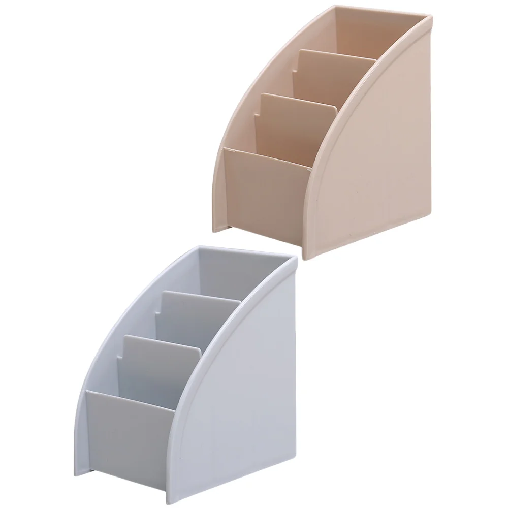 

2Pcs Trapezoidal Storage Box Pen Holder Desk Organizer Household Table Accessories Caddy Gray Makeup Brush Case