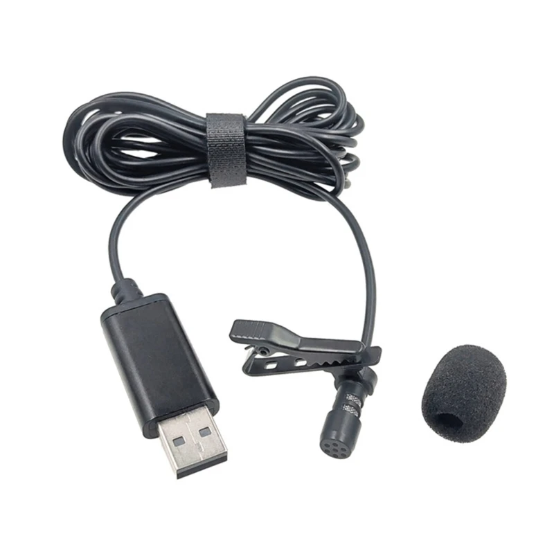 USB Lavalier Lapel Microphone for Car  Units PCs Smartphones External Microphone Kit for Car DVD Player F19E